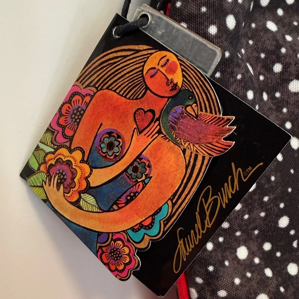 Laurel Burch Black and White Dog Dots Crossbody Tote NWT - Picture 4 of 8